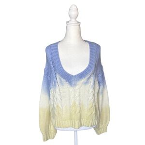 Blue BlushV-Neck Ombré Sweater